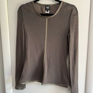 Worth Sheer Mesh Long Sleeve Blouse - Gray
